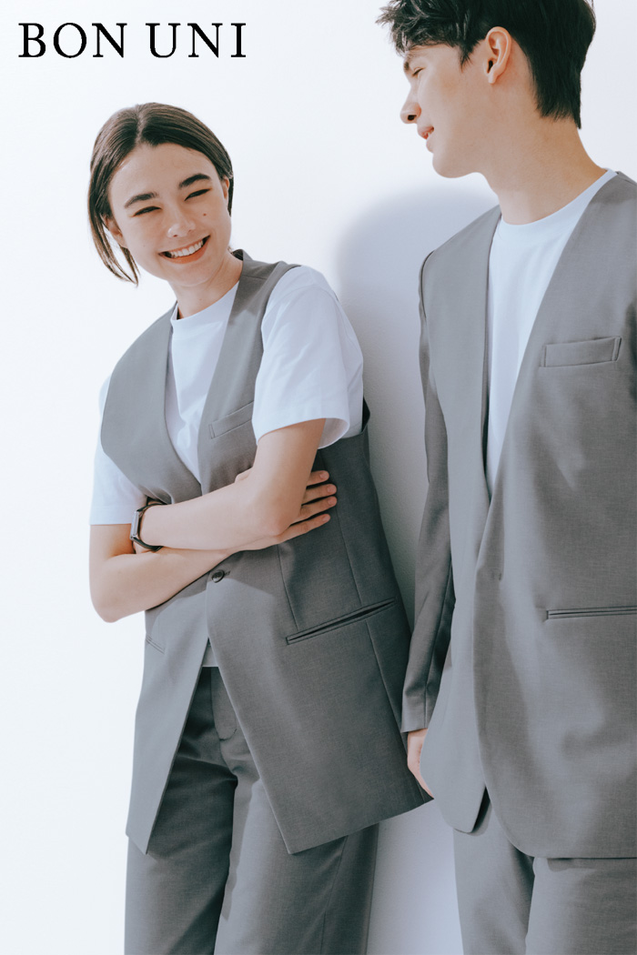 エステ・美容・クリニック受付ユニフォームはコーディネートから選ぶ -bu00022_new「軽い・伸びる・動きやすい」グレーで洗練感漂うスーツスタイル★