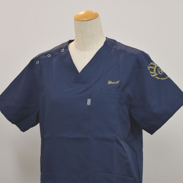 オリジナル制服製作実績 ロゴ刺繍 /TDMU様/エステ、歯科、病院制服ユニフォーム　ロゴ刺繍・ネーム刺繍制作実績