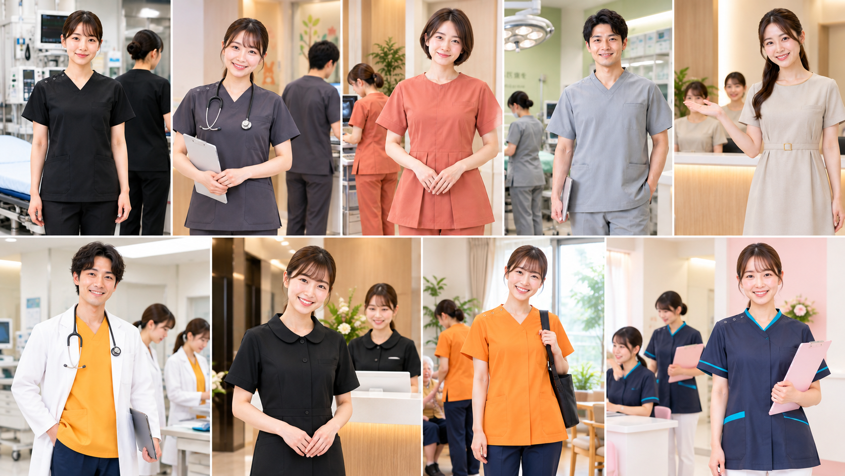 病院制服ユニフォーム業種コーデ　コーデから病院制服を選ぼう。