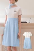 【歯科クリニック受付フロントご案内係向け制服ユニフォーム】パステルバイカラーの優しいワンピース
