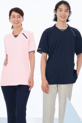 【歯科・介護・病院制服】ニットシャツ(男女兼用)4色　涼感で快適な着心地　腕動かしやすい設計