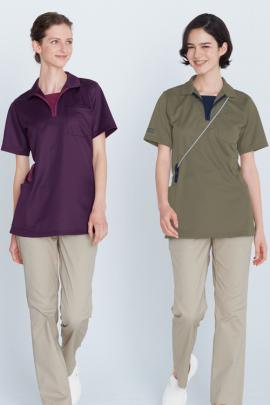 【歯科・介護・病院制服】ニットポロシャツ(男女兼用)5色　スキッパータイプ　涼感仕様でいつも爽やか