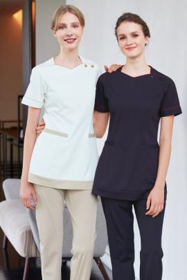 【歯科・美容クリニックユニフォーム】首まわりを綺麗に見せてくれるチュニック【女性用2色】