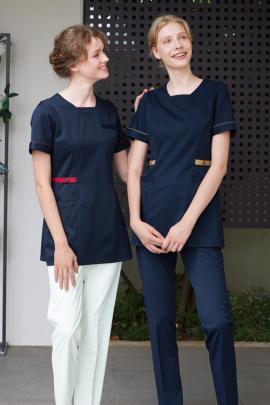 【歯科・介護・病院ユニフォーム】配色ベルトでスタイルアップ　チュニック【女性用】