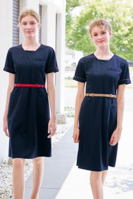 【歯科・介護・病院ユニフォーム】配色ベルトでスタイルアップ　ワンピース【女性用】