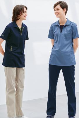 【歯科・介護・病院制服】ニットポロシャツ(男女兼用)5色　スキッパータイプ　涼感仕様でいつも爽やか