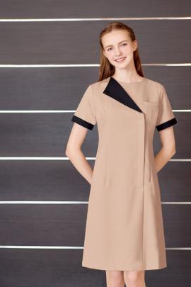 【美容医療・エステサロン・クリニック制服】アシンメトリーな襟が際立つワンピース【女性用】