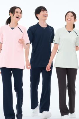 【歯科・介護・病院制服】ニットシャツ(男女兼用)4色　涼感で快適な着心地　腕動かしやすい設計
