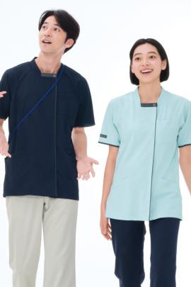 【歯科・介護・病院制服】ニットシャツ(男女兼用)3色　涼感で快適な着心地　腕動かしやすい設計