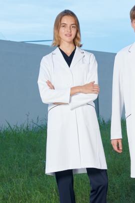 【医者・栄養士・研究員・講師】高級感のあるネイビーライン　女性用シングルコート
