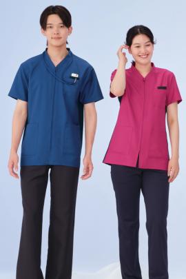 【歯科・医療ユニフォーム】月9ドラマで採用された前開きタイプのカラースクラブ【7色】男女兼用