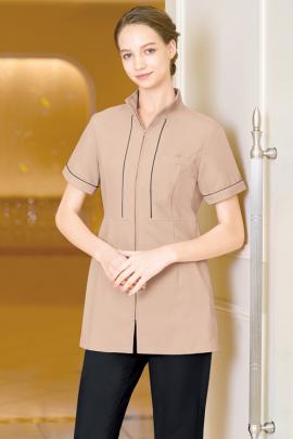 【美容医療・エステサロン・クリニック制服】スタンドカラーが優美なパイピングジャケット【女性用】