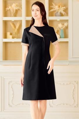 【美容医療・エステサロン・クリニック制服】アシンメトリーな襟が際立つワンピース【女性用】