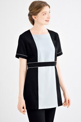 【美容医療・エステサロン・クリニック制服】ブラック×グレーチュニック　ハイウエストで脚長【女性用】