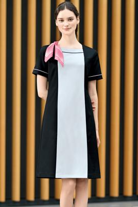 【美容医療・エステサロン・クリニック制服】ブラック×グレー配色ワンピース【女性用】