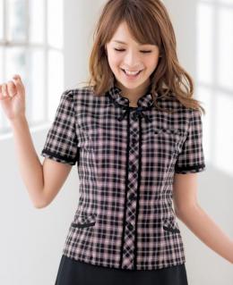 【販売終了】首元フリルのオーバーブラウス(ピンク)