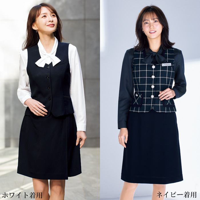 【受付・おもてなし・事務】簡単リボンの長袖ブラウス【3色】　モデル着用イメージ