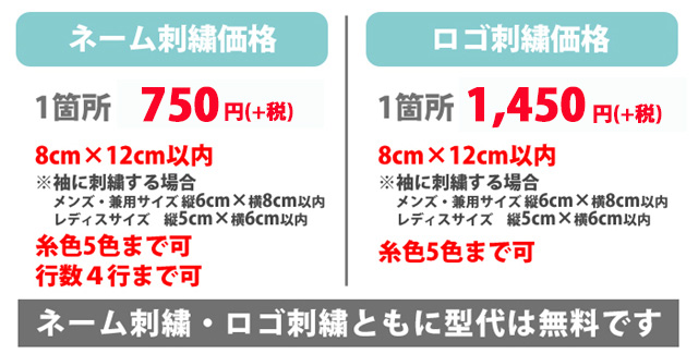 エステ刺繍ページ価格表