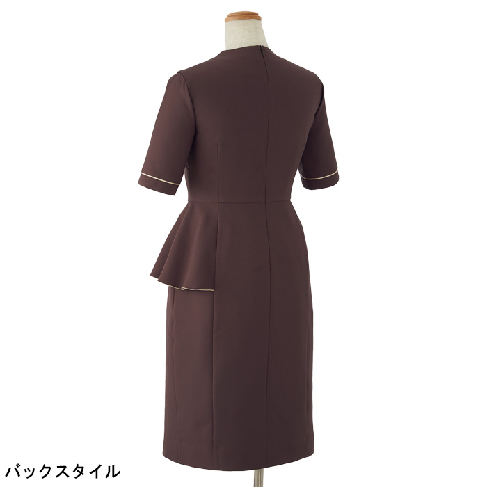 【エステサロン・歯科・クリニック】ウエストラッフルが優美なマーメイドワンピース【女性用】　ディテール