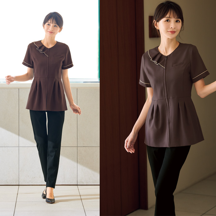 【エステサロン・歯科・クリニック】ハイストレッチで動きやすいレギンスパンツ【女性用　モデル着用イメージ