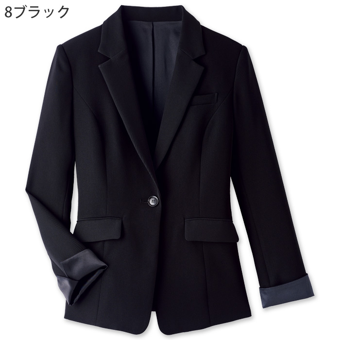 【ホテル・受付制服】　漆黒ブラック テーラージャケット　濃く、深く、研ぎ澄まされた「黒」