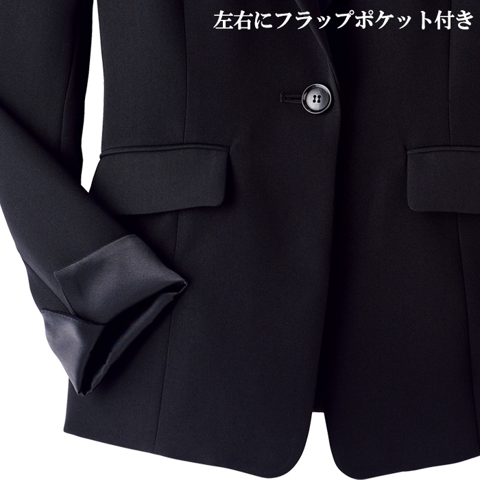 【ホテル・受付制服】　漆黒ブラック テーラージャケット　濃く、深く、研ぎ澄まされた「黒」