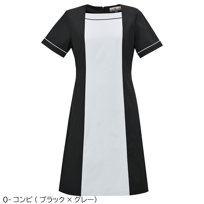 ブラック×グレーチュニック　ブラック×グレー配色ワンピース【女性用】 色