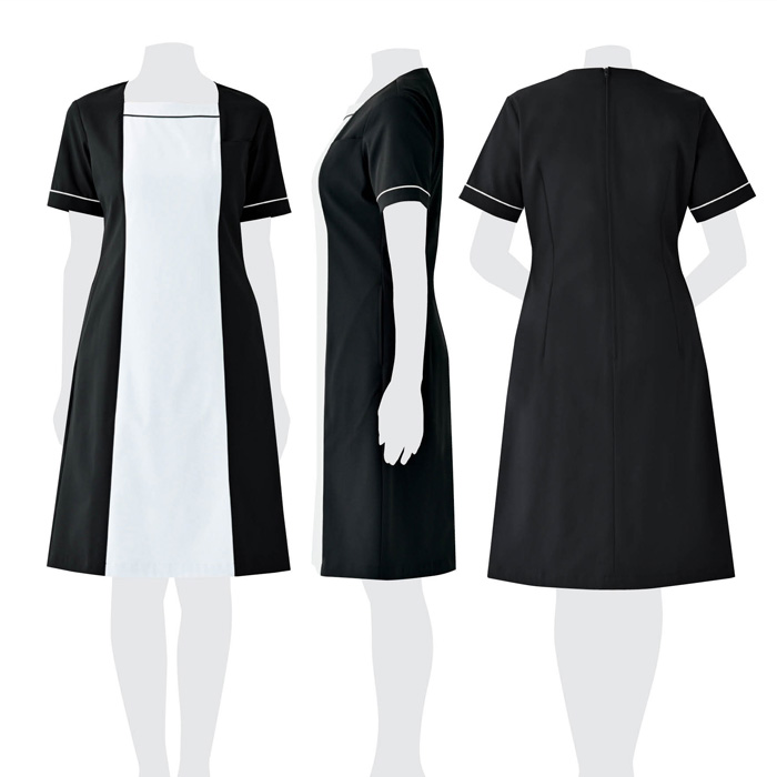 ブラック×グレーチュニック　ブラック×グレー配色ワンピース【女性用】モデル着用イメージ