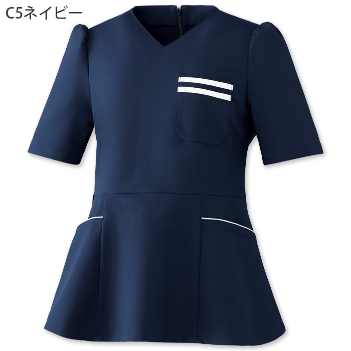  【エステ・クリニック制服】フォロレゾン ペプラムスクラブ2色【女性用】2本ラインがアクセント　色