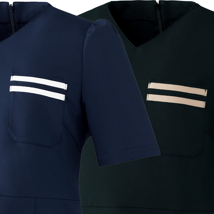 【エステ・クリニック制服】フォロレゾン ペプラムスクラブ2色【女性用】2本ラインがアクセント　スペック
