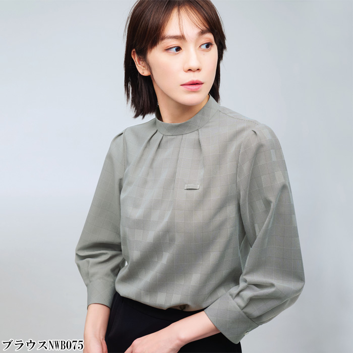 【グレンチェック柄スタンドカラーブラウス2色【女性用】1枚着でもインナー使い　スペック