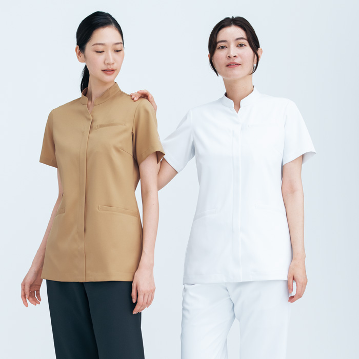 【病院・歯科・クリニック】ukaのジャケット　前開きで着脱楽々　5色【女性用】生地