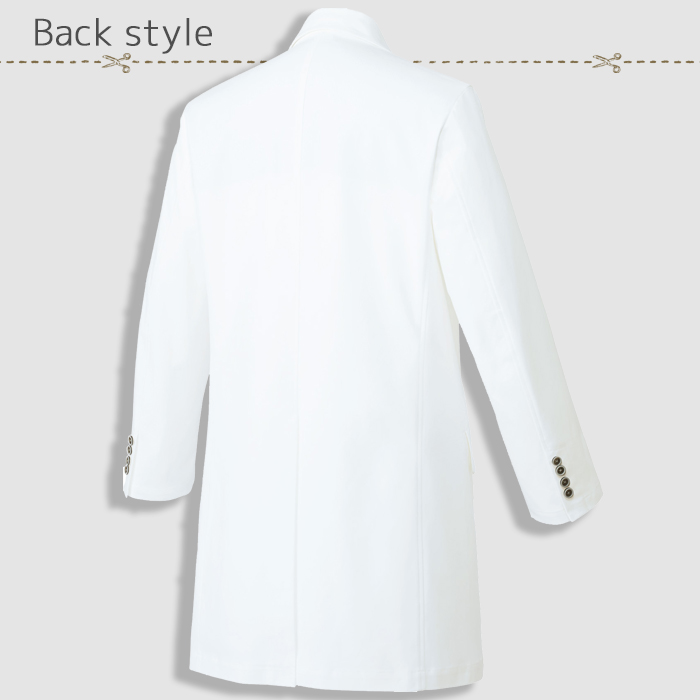 シンプルで高級感のある長袖ドクターコート【男性用】　詳細画像