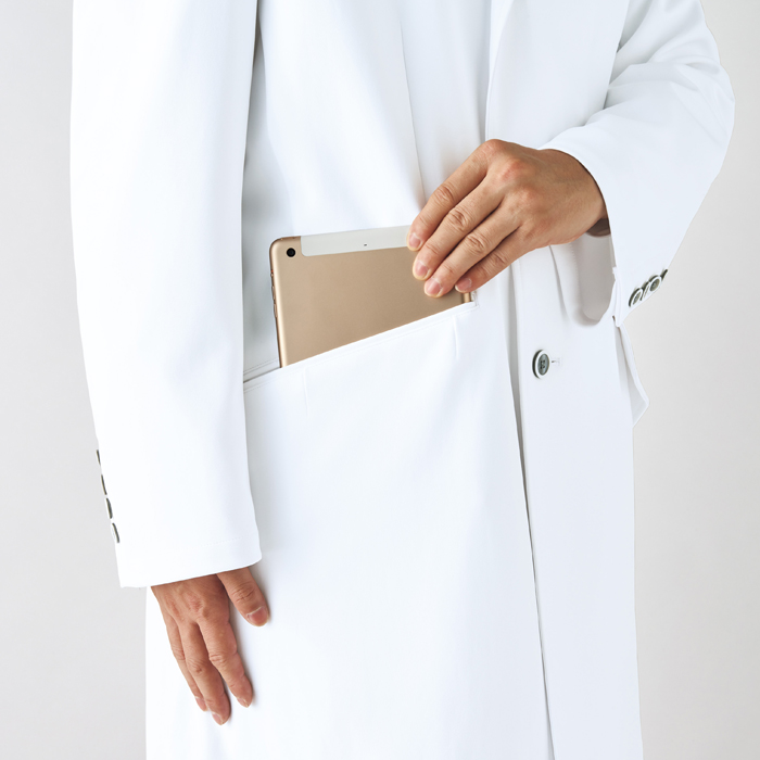 シンプルで高級感のある長袖ドクターコート【男性用】　詳細画像