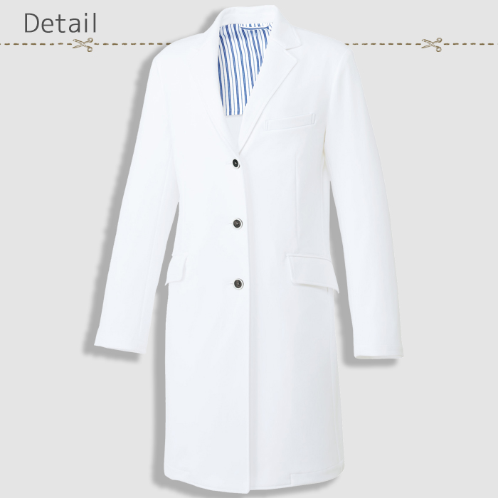 柔らかく高級感のある長袖ドクターコート【女性用】置き画像
